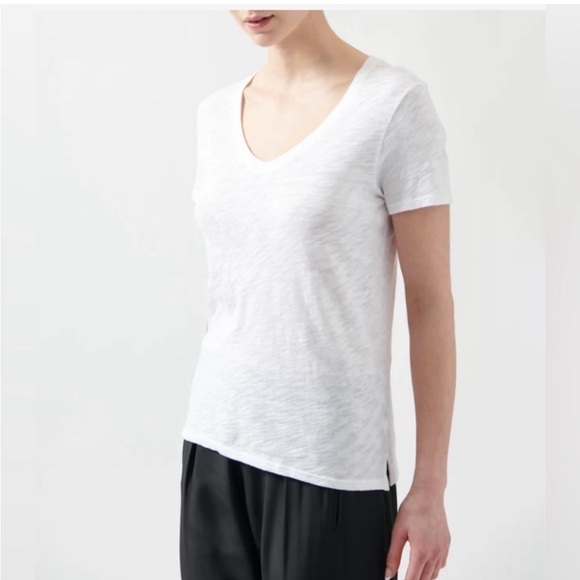 ATM Anthony Thomas Melillo Tops - ATM SLUB JERSEY SCHOOLBOY V-NECK TEE WHITE SIZE XS